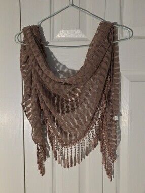 Dusty Pink Fringe Lightweight Waist Or Head Fashion Scarf